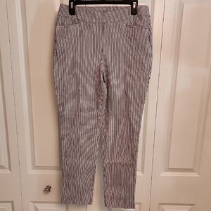 Chico's Black and White Striped Trousers
